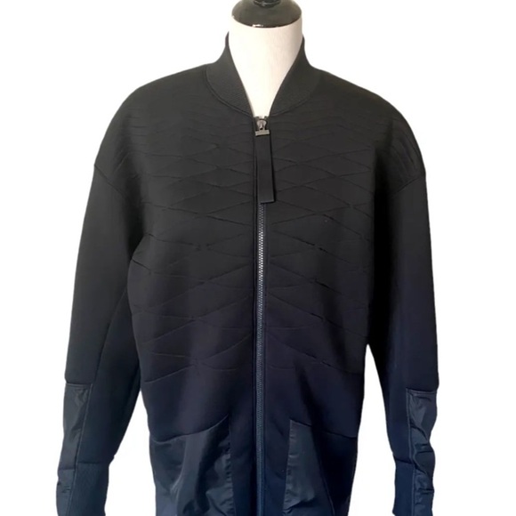 Womens Under Armour Sz Large Luster Jacket Long Full Zip Black Quilted Pockets - Picture 2 of 7